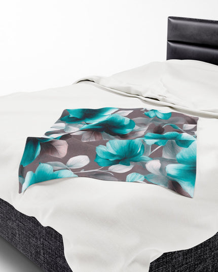 Tif Green Gray Floral Bunch Velveteen Plush Blanket, 30" x 40"
