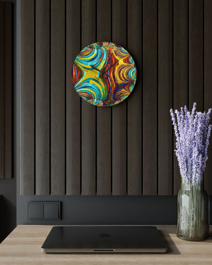 Uzi Spiral Alpha Acrylic Wall Clock, Round or Square, 10.75" x 10.75"