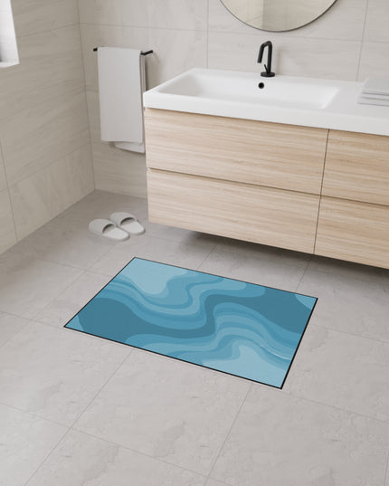 Sky Blue Wavey 24" x 36" Heavy Duty Floor Mat