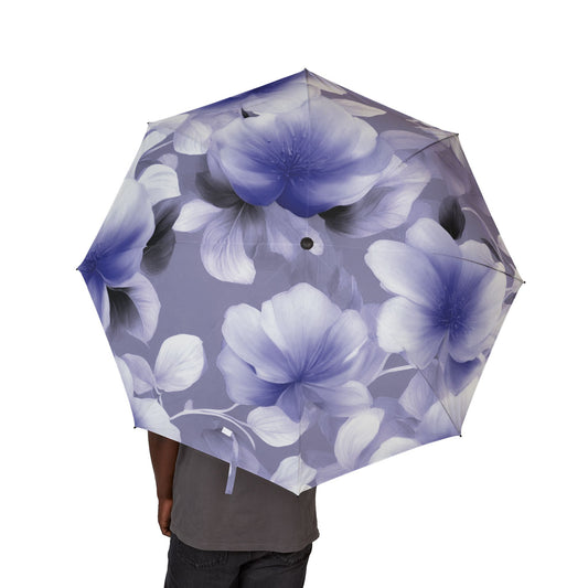 Indigo Blossom Floral Bunch Foldable Umbrella - Compact & Chic