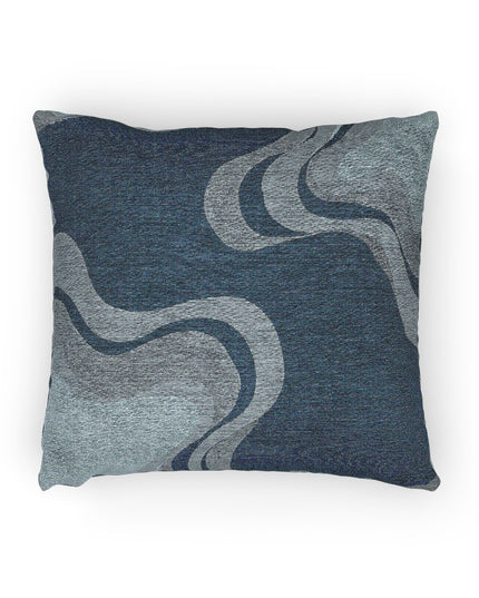 Deep Blue Wavey Woven Pillow, 17" x 18"