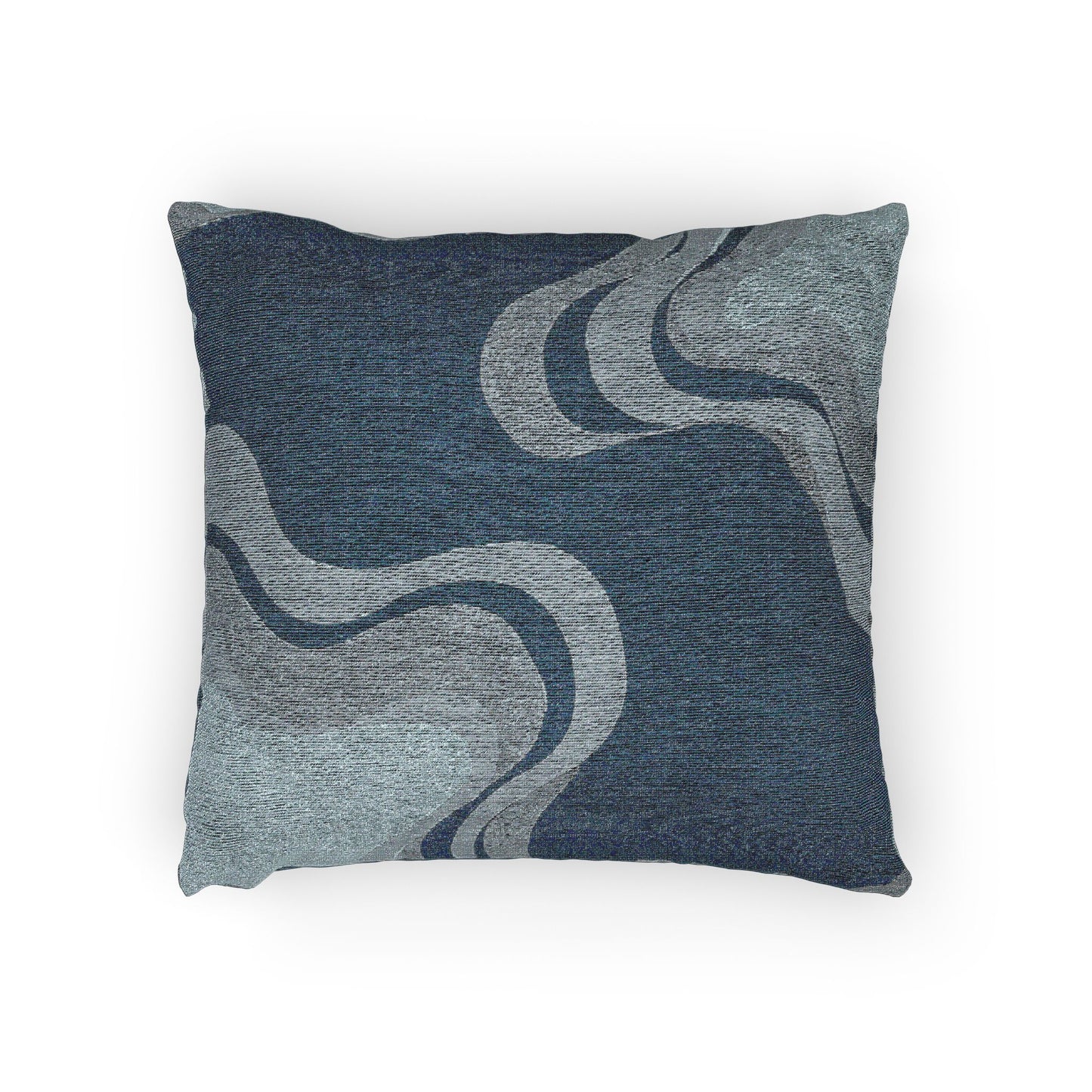 Deep Blue Wavey Woven Pillow, 17" x 18"