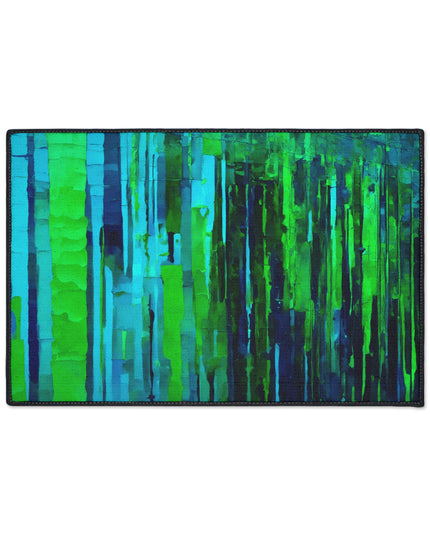 Striped Blue Green 18" x 27" Heavy Duty Floor Mat