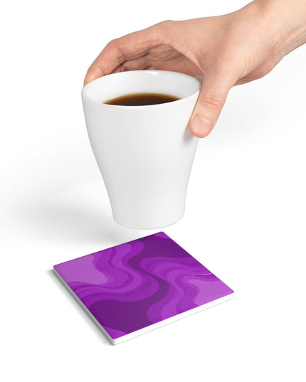 Wavey Purple Wavey 4" x 4" Square Ceramic Coaster