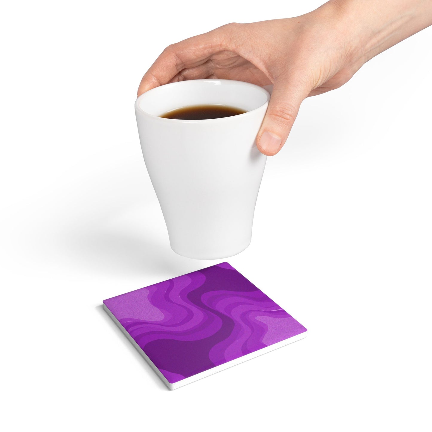 Wavey Purple Wavey 4" x 4" Square Ceramic Coaster