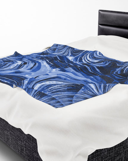 Uzi Spiral Deep Blue Velveteen Plush Blanket, 50" x 60"