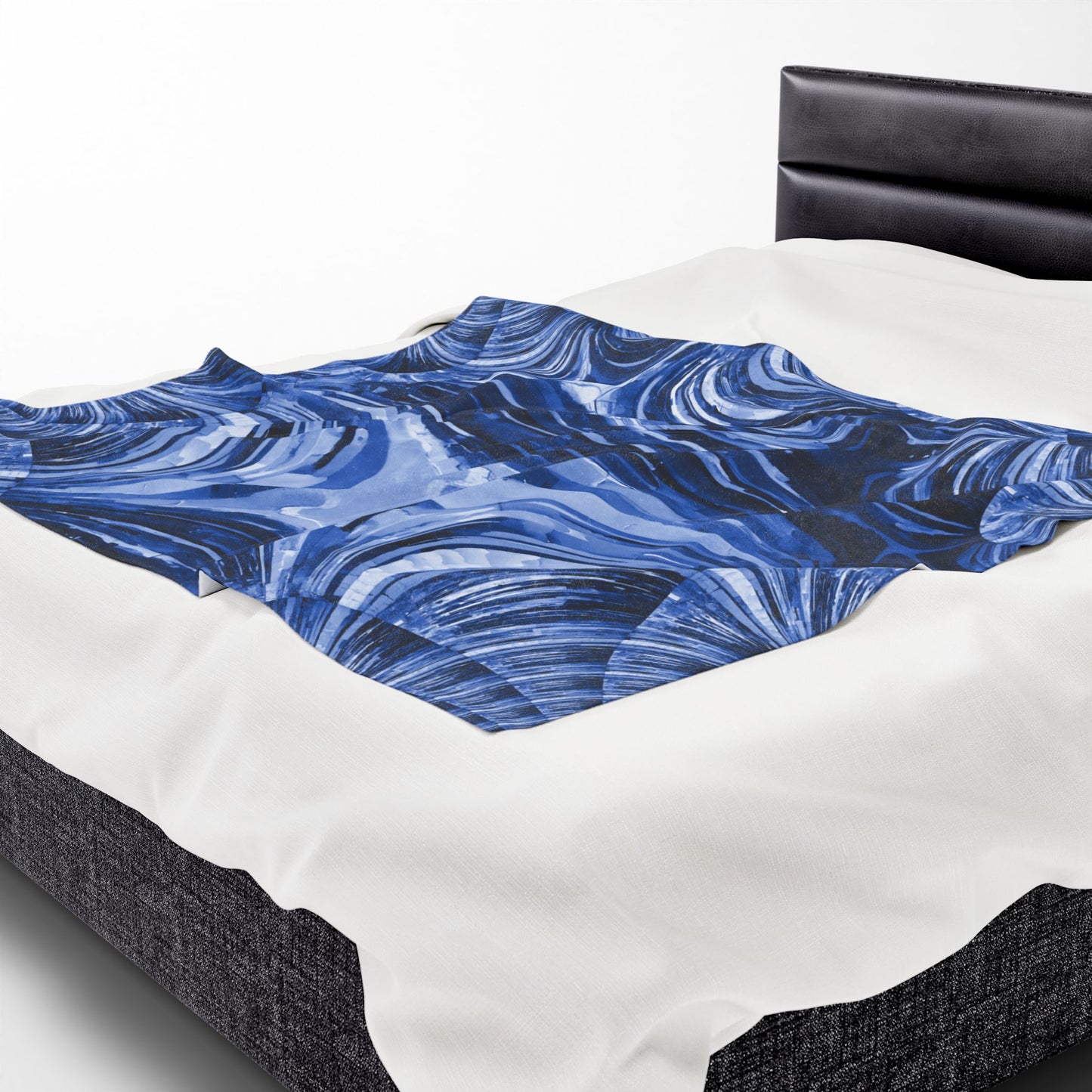 Uzi Spiral Deep Blue Velveteen Plush Blanket, 50" x 60"