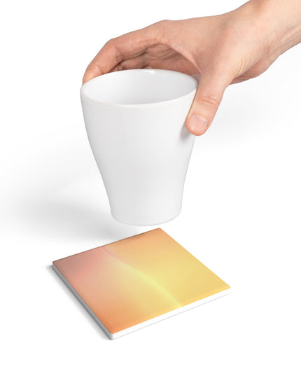 Hot Peach Fade 4" x 4" Square Ceramic Coaster