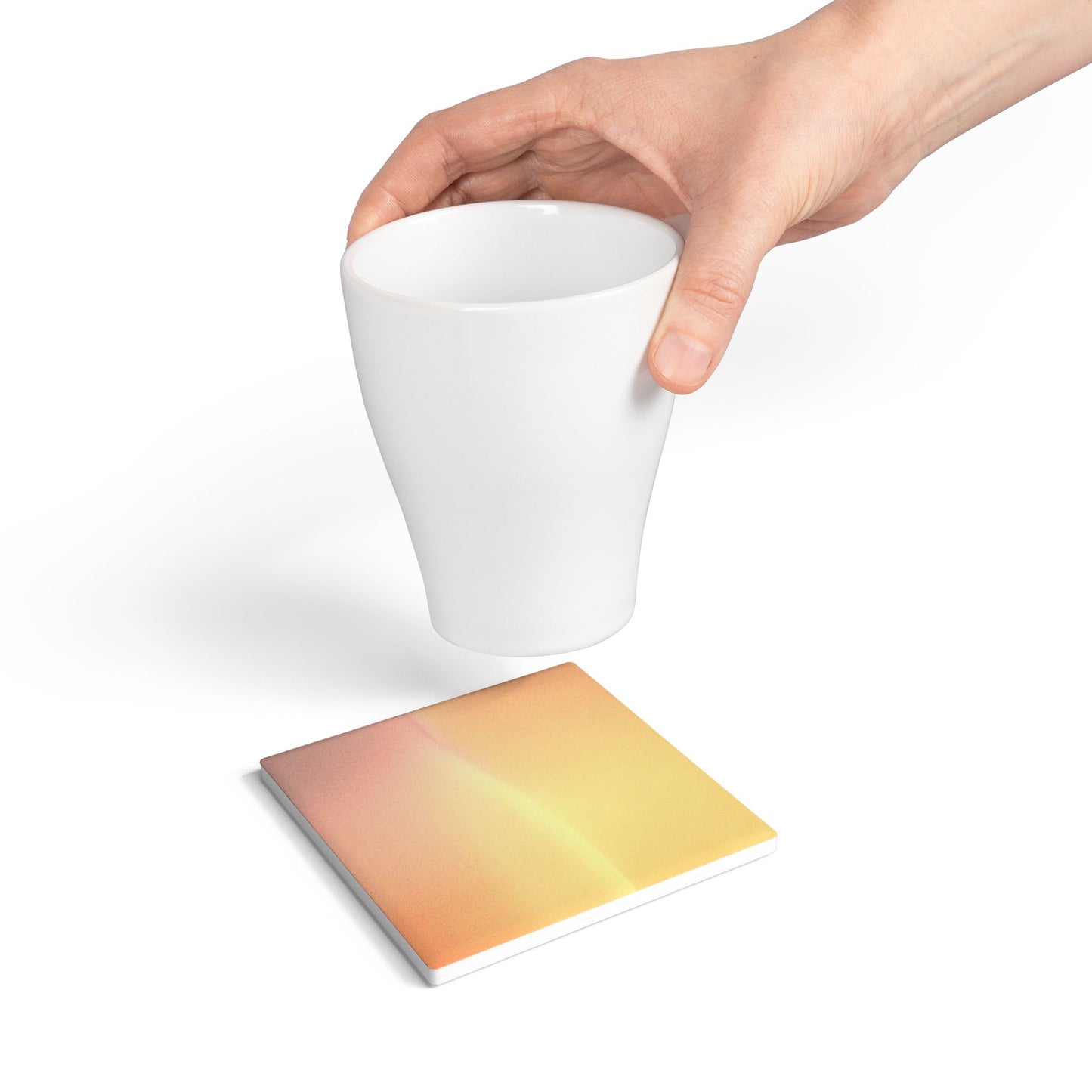 Hot Peach Fade 4" x 4" Square Ceramic Coaster