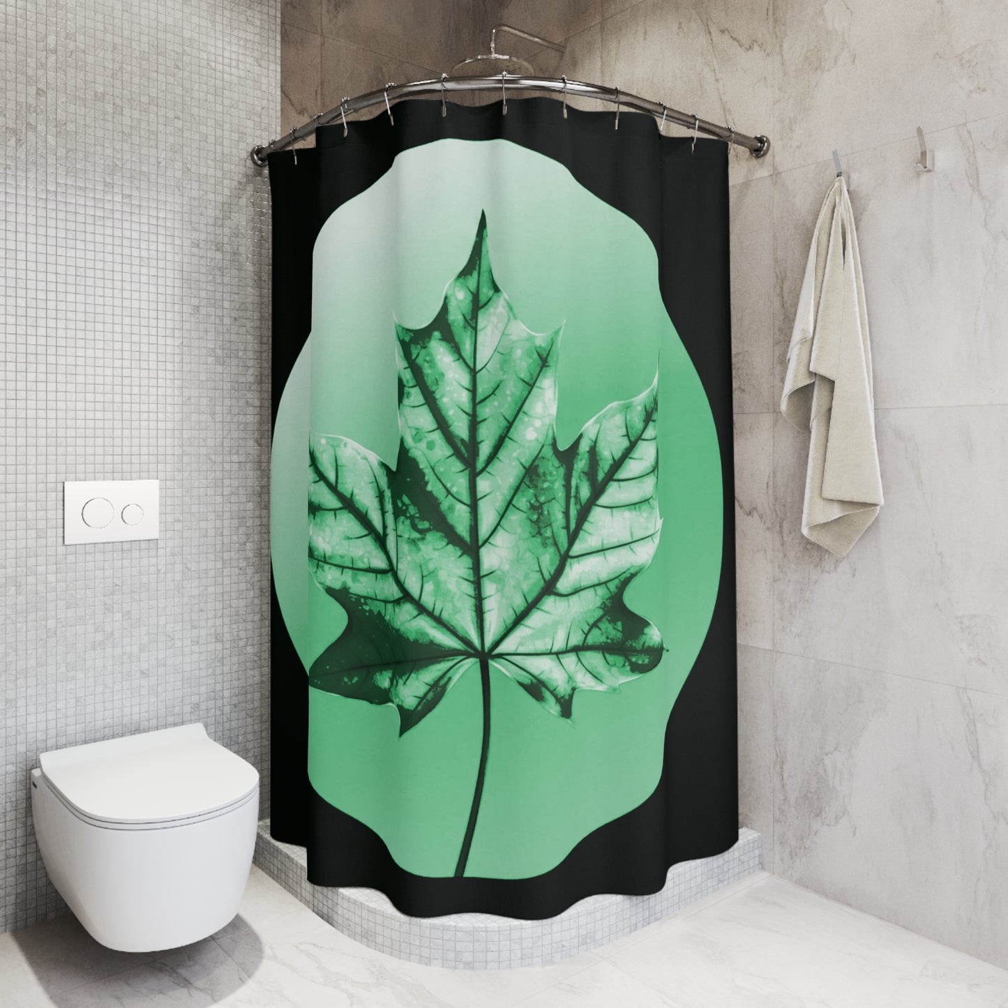 Mint Green Maple Leaf Shower Curtains, 71" x 74"