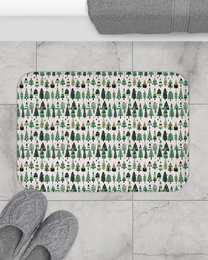 Mini Vintage Green Trees 24" x 17" Bath Mat