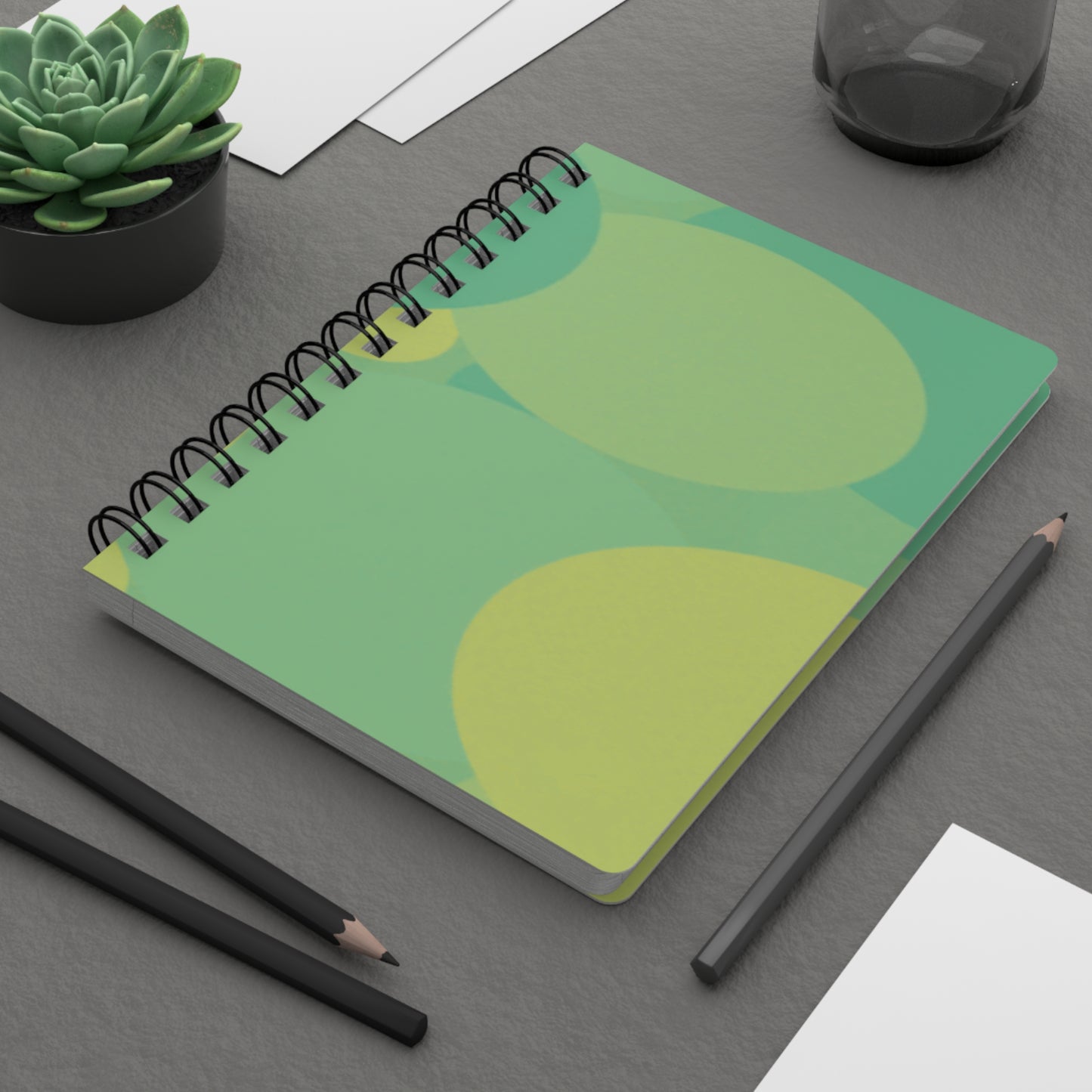 Pastel Green Patches Spiral Bound Journal, 5" x 7" 150 pages