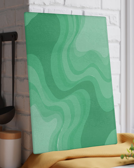 Mint Green Wavey Glass Cutting Board, 11" x 15"