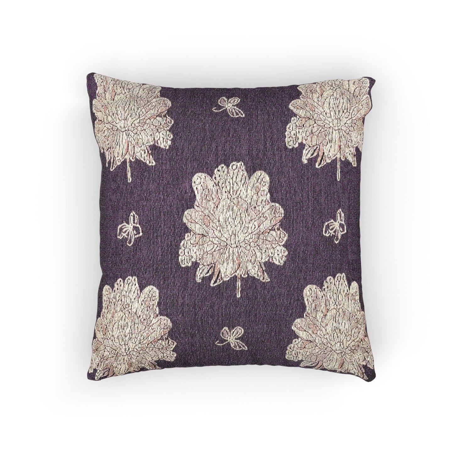 Pink Floral Butterflies Woven Pillow, 17" x 18"