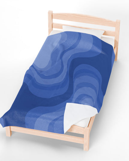 Deep Blue Wavey Velveteen Plush Blanket, 60" x 80"