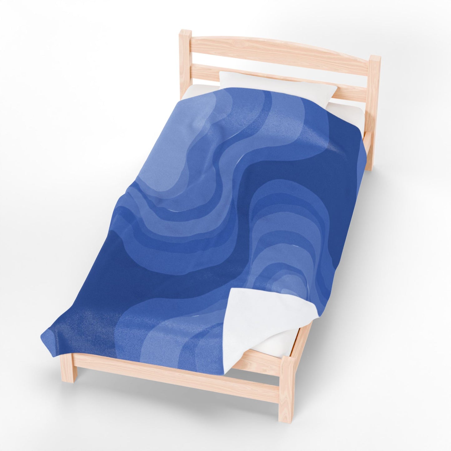 Deep Blue Wavey Velveteen Plush Blanket, 60" x 80"