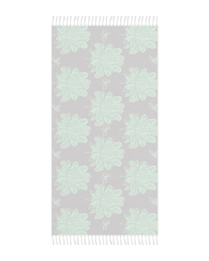 Mint Green Floral Butterflies 38" × 81" Boho Beach Cloth