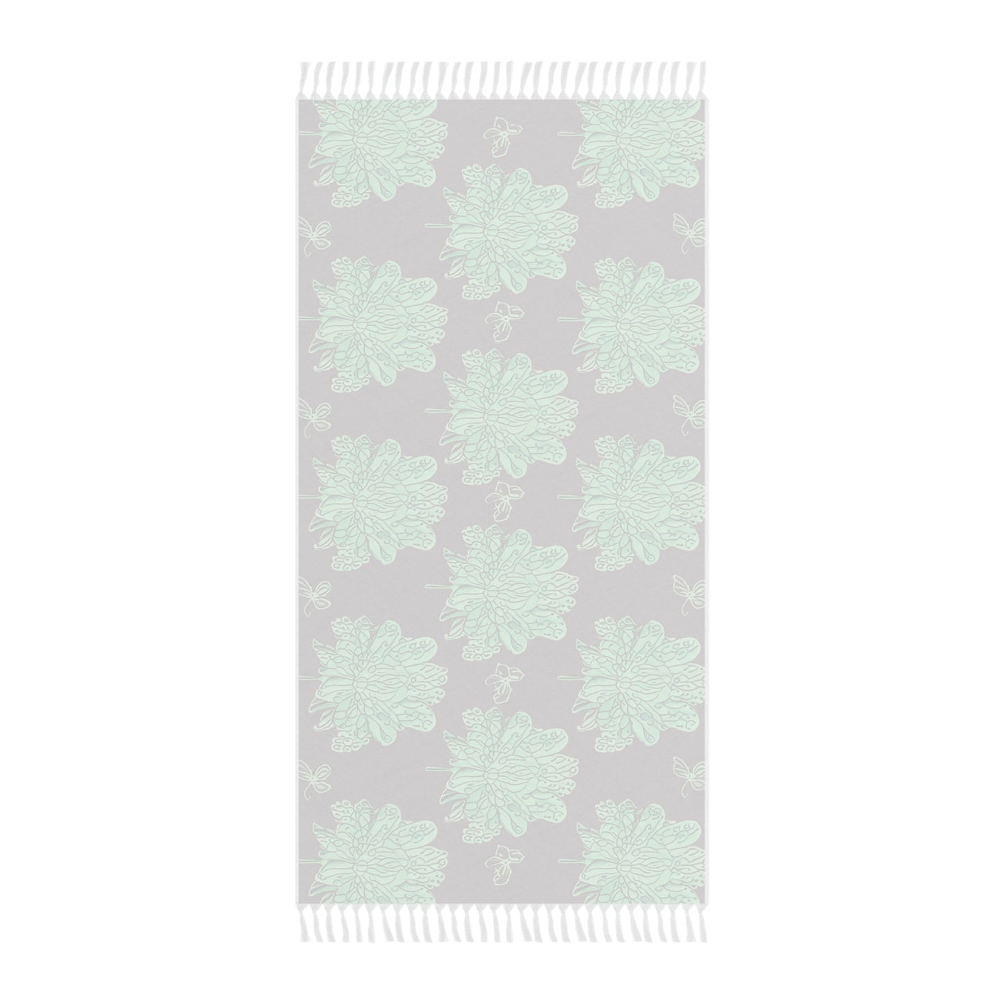 Mint Green Floral Butterflies 38" × 81" Boho Beach Cloth