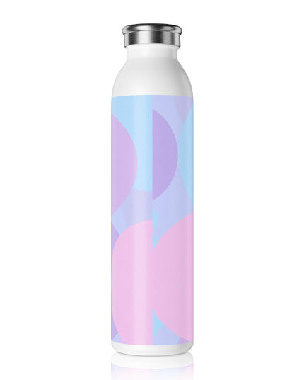 Pastel Purple and Mauve Patches Slim Water Bottle, 20 oz White