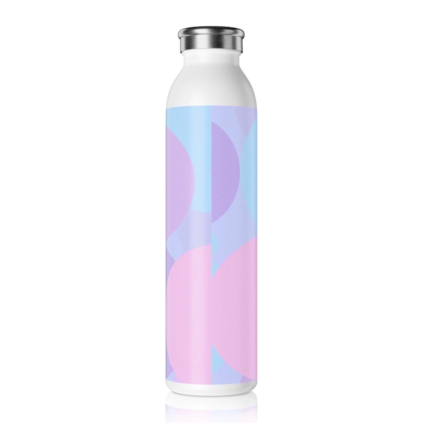 Pastel Purple and Mauve Patches Slim Water Bottle, 20 oz White