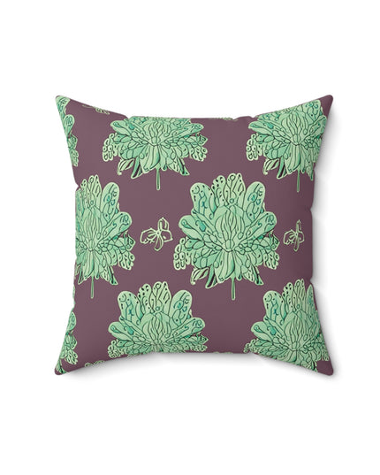Mint Green Floral Butterflies 16" x 16" Faux Suede Square Pillow
