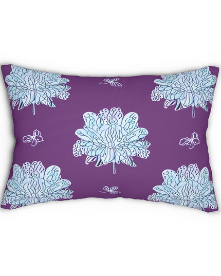 Blue Floral Butterflies Spun Polyester Lumbar Pillow, 20" x 14"