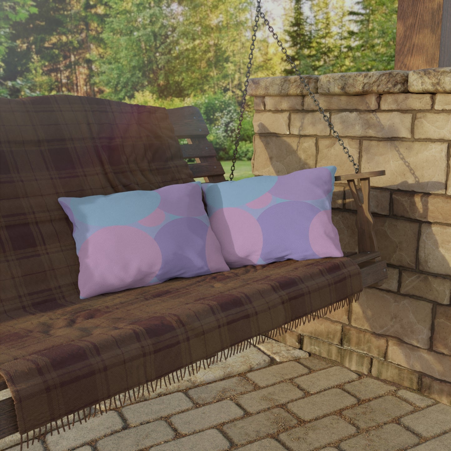 Pastel Purple and Mauve Patches 20" x 14" Outdoor Pillow
