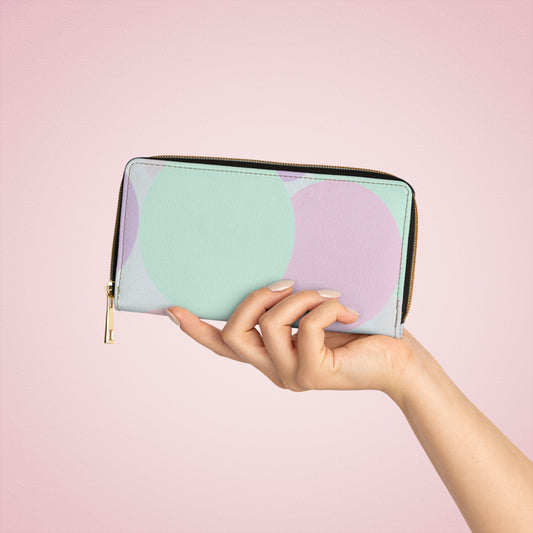 Pastel Peach and Soft Green Patches Elegant Abstract Zipper Wallet - Stylish & Functional Accessory for Everyday Use
