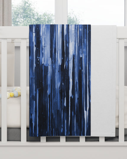 Striped Deep Blue Soft Fleece Baby Blanket, 30" x 40"
