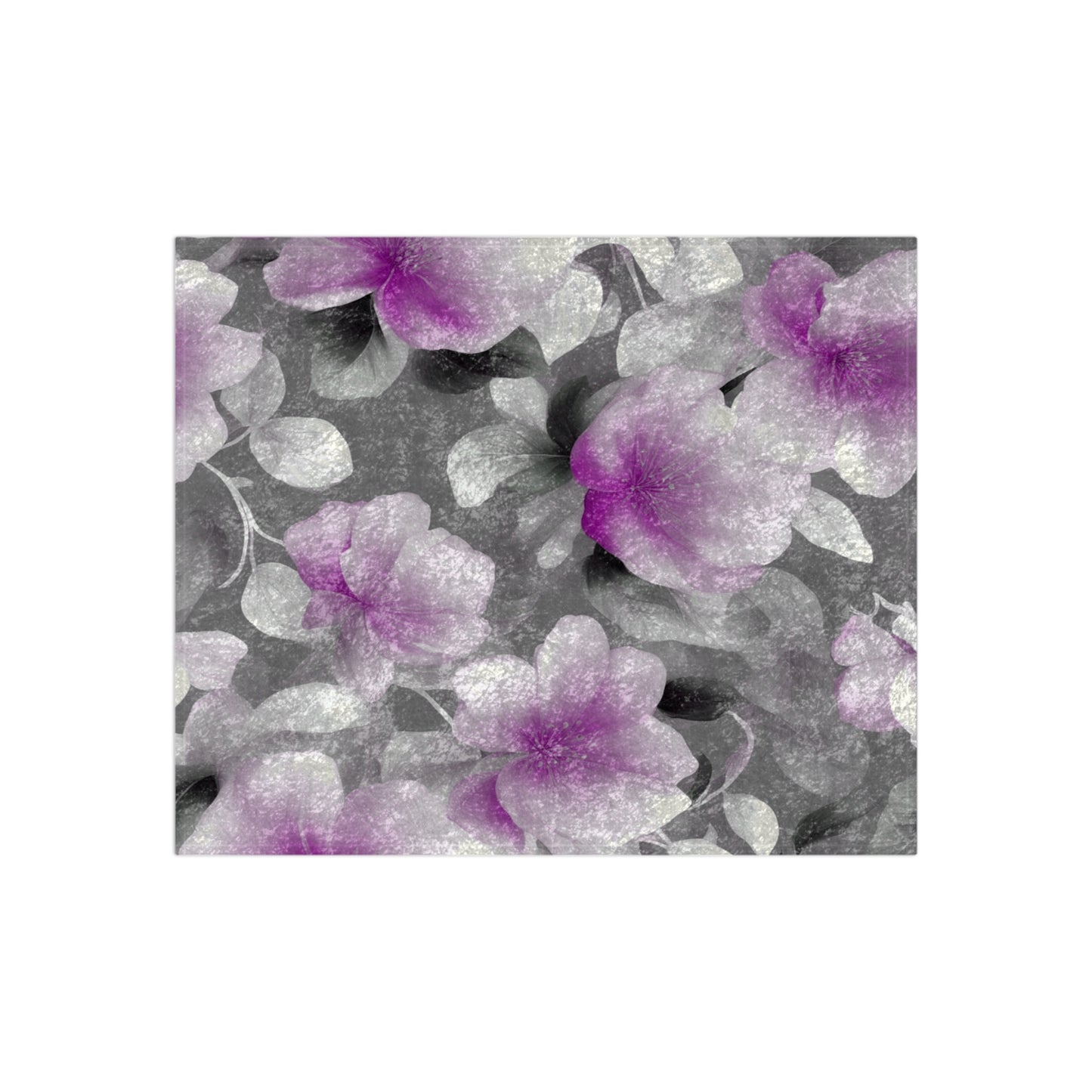 Purple Blossom Floral Bunch Crushed Velvet Blanket, 50" x 60"