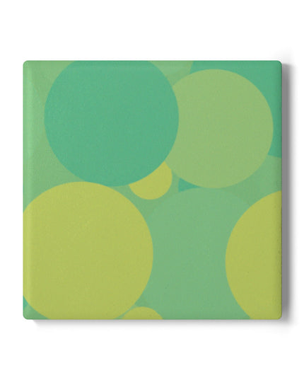 Pastel Green Patches 4" x 4" Square Ceramic Coaster