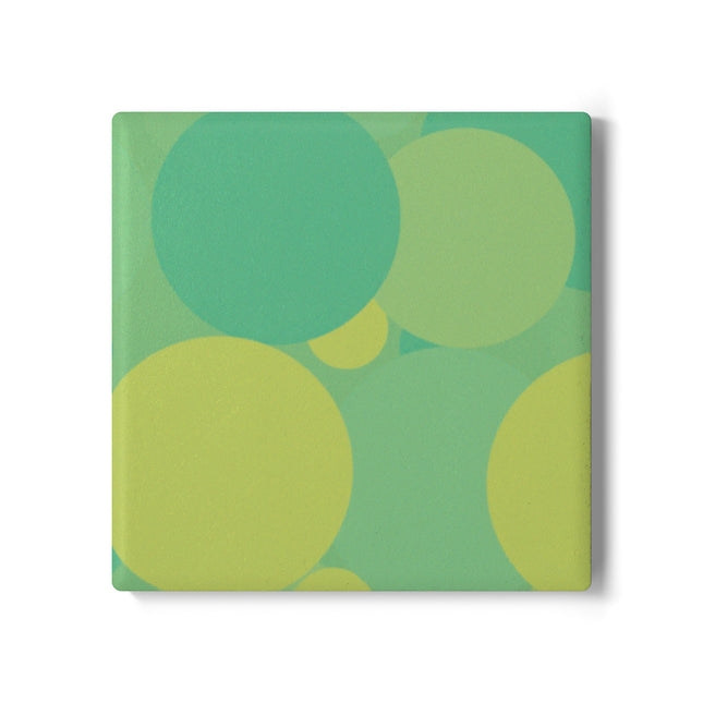 Pastel Green Patches 4" x 4" Square Ceramic Coaster