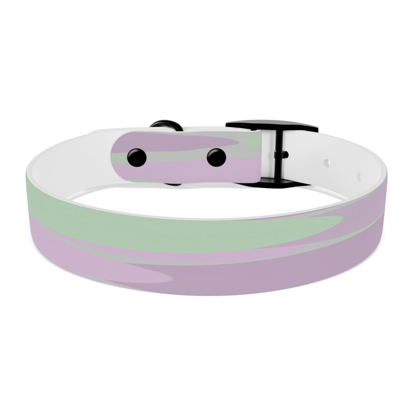 Pastel Lavender Purple and Soft Green Patches Medium Dog Collar