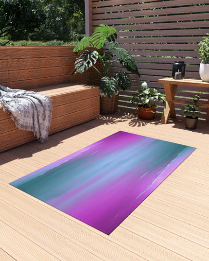 Dark Blue Green Sea Purple Fog Outdoor Rug, 36" x 60"