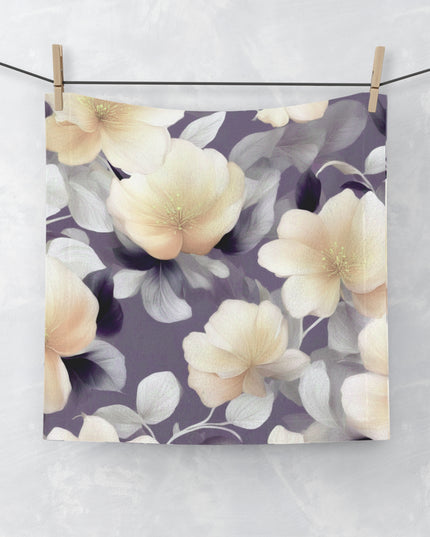 White Blush Floral Bunch Face Towel, 13" x 13"