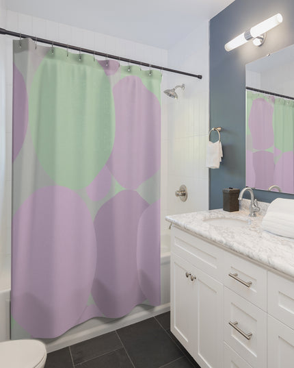 Pastel Lavender Purple and Soft Green Patches Shower Curtains, 71" x 74"
