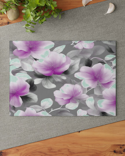 Purple Blossom Floral Bunch Glass Cutting Board, 8" x 11"