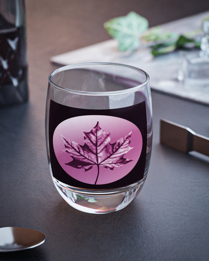 Magenta Maple Leaf Whiskey Glass, 6 oz