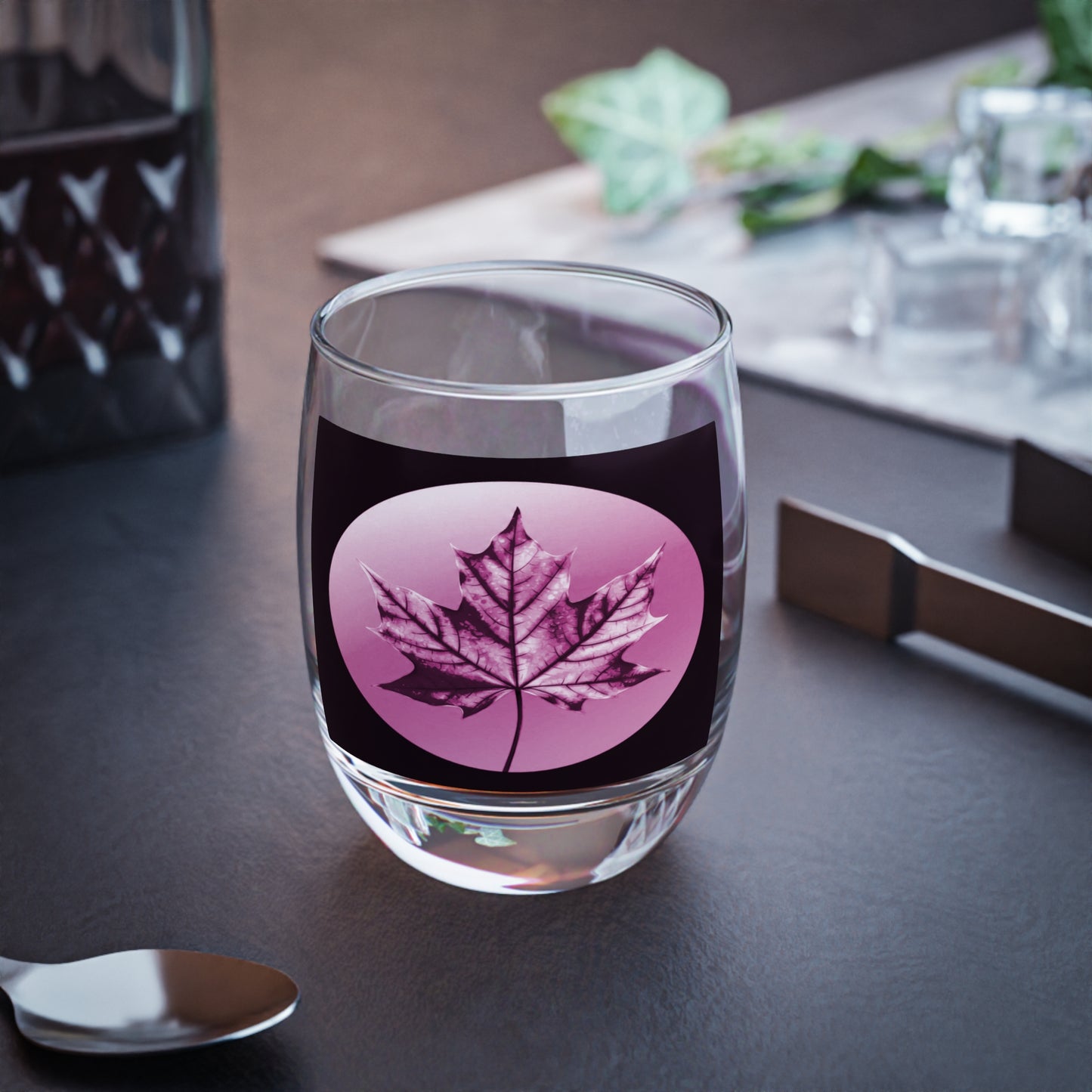 Magenta Maple Leaf Whiskey Glass, 6 oz