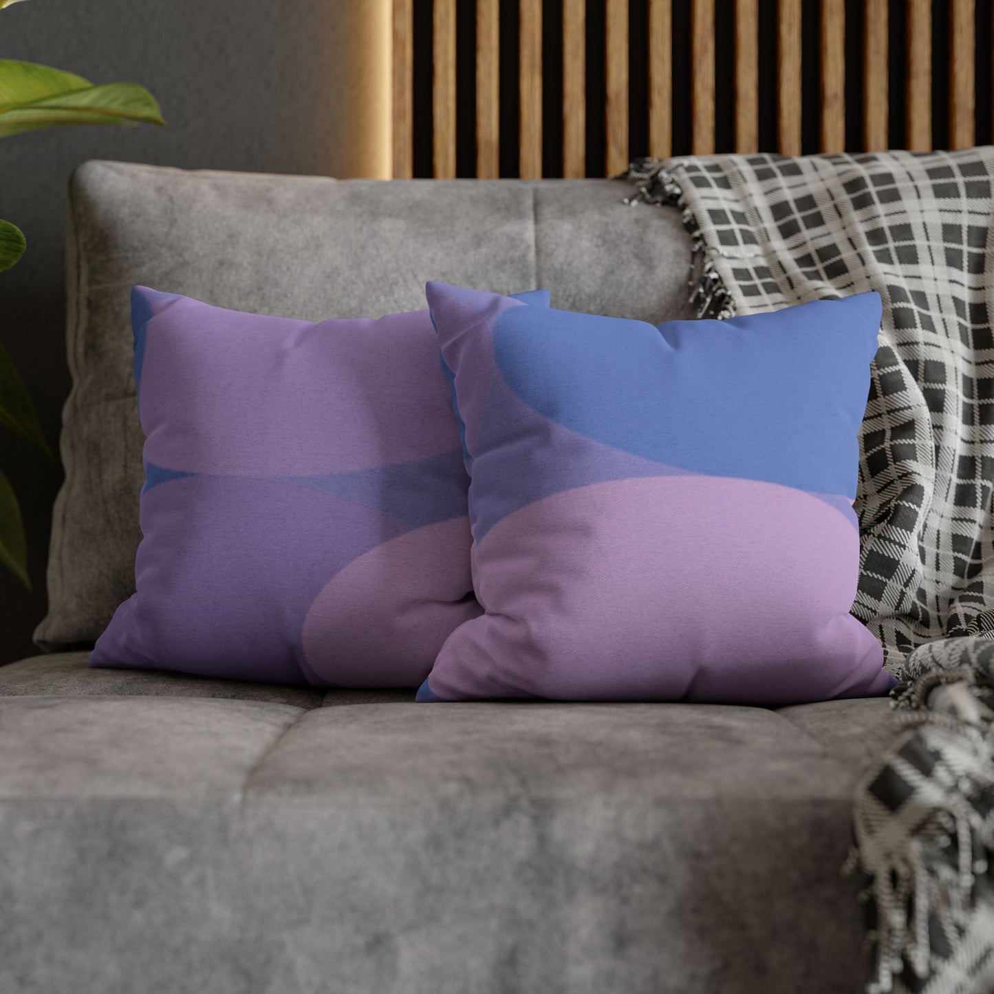 Pastel Purple Family Patches Spun Polyester Square Pillowcase, 14" x 14"