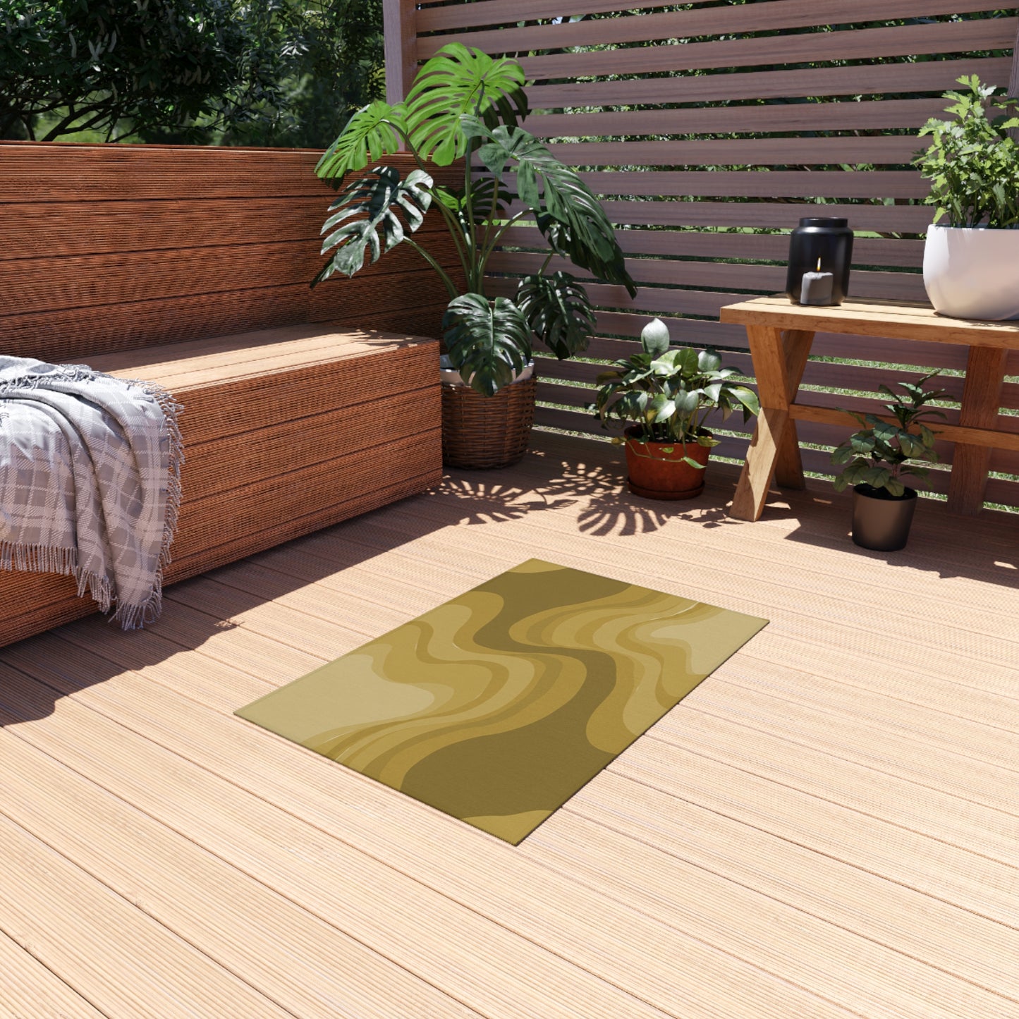Brown Wavey 24" x 36" Outdoor Rug