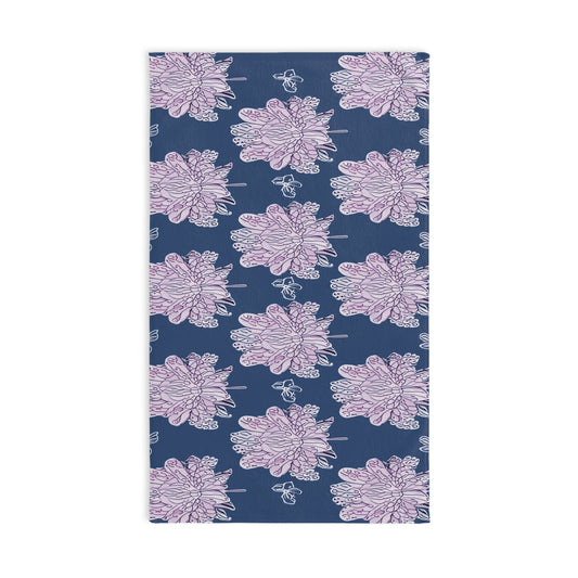 Purple White Floral Butterflies Hand Towel, 16" x 28"