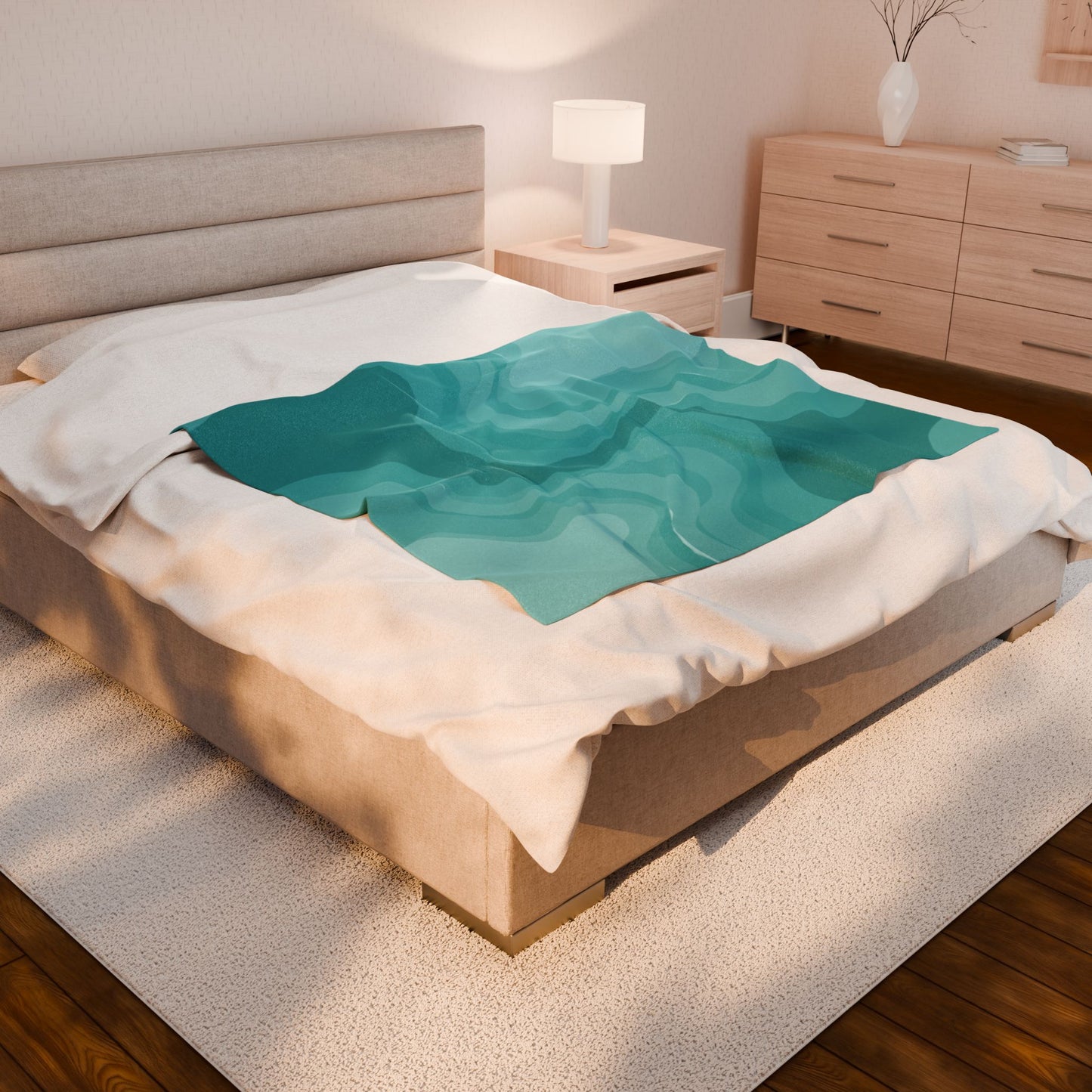 Tif Green Wavey Velveteen Plush Blanket, 50" x 60"