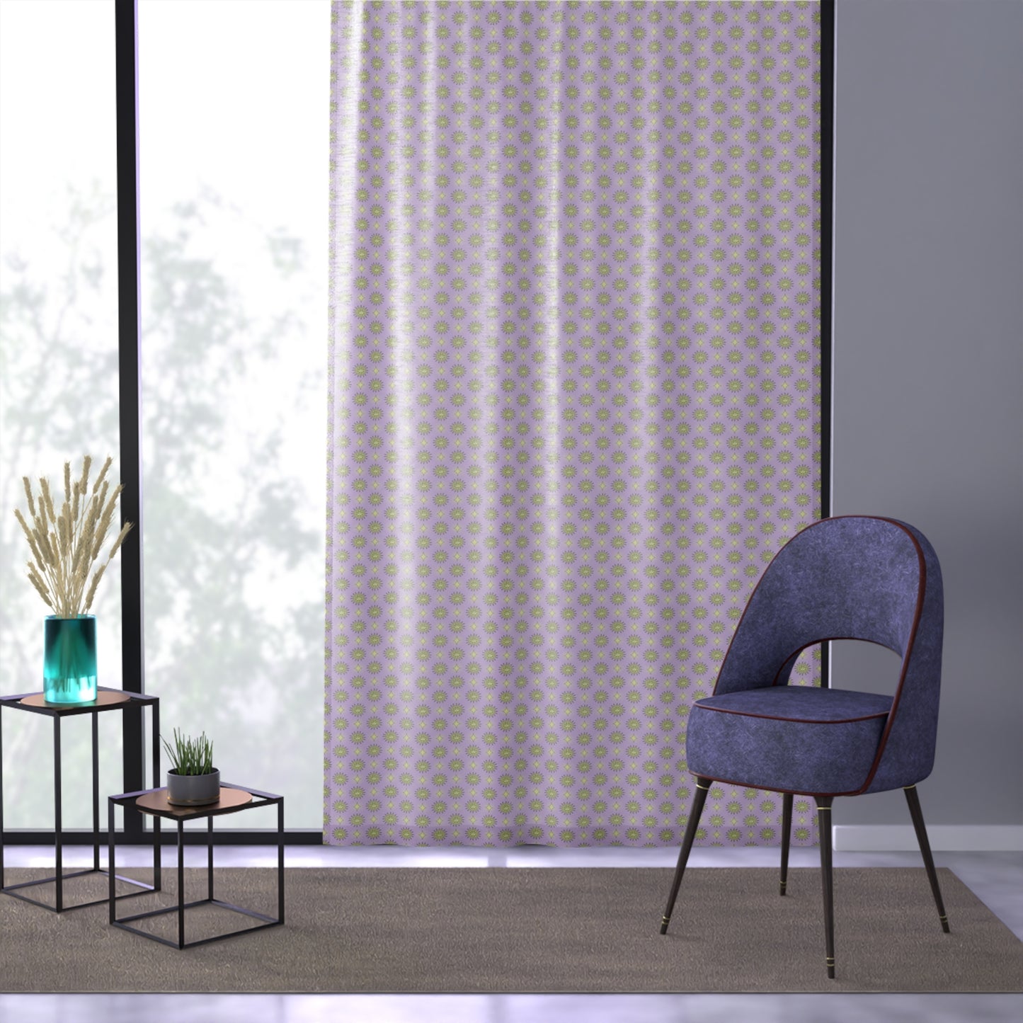 Magenta Star-crossed Bodies Sheer Window Curtain, 50" x 84", partially transparent
