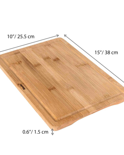 Bamboo Cutting Board 15x10 Inch With Juice Groove And Handles