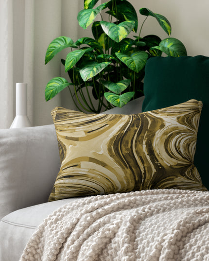 Uzi Spiral Light Brown Spun Polyester Lumbar Pillow, 20" x 14"