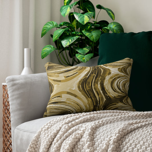 Uzi Spiral Light Brown Spun Polyester Lumbar Pillow, 20" x 14"