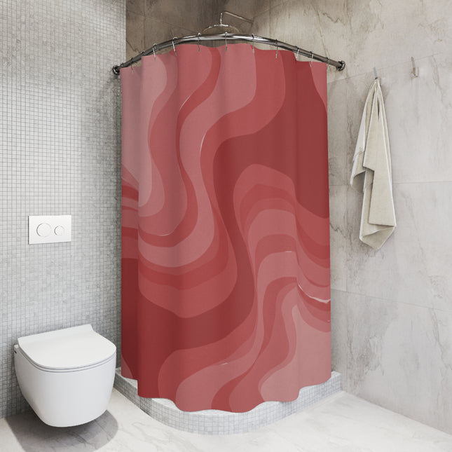 Power Red Wavey Shower Curtains, 71" x 74"