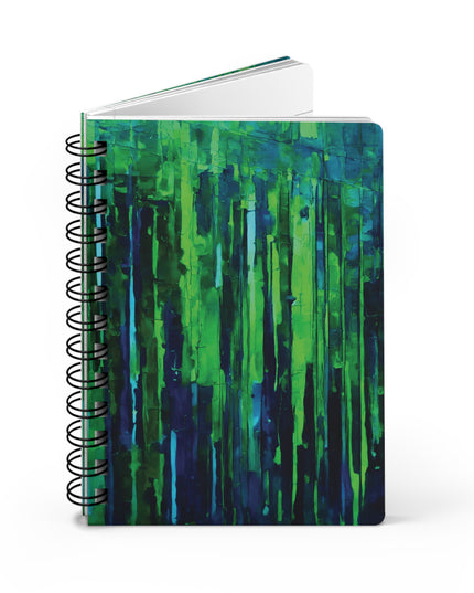 Striped Blue Green Spiral Bound Journal, 5" x 7" 150 pages