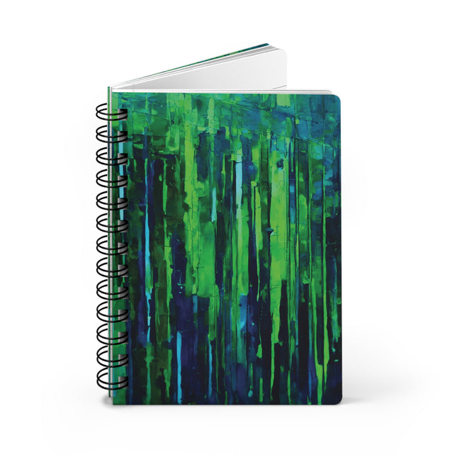 Striped Blue Green Spiral Bound Journal, 5" x 7" 150 pages